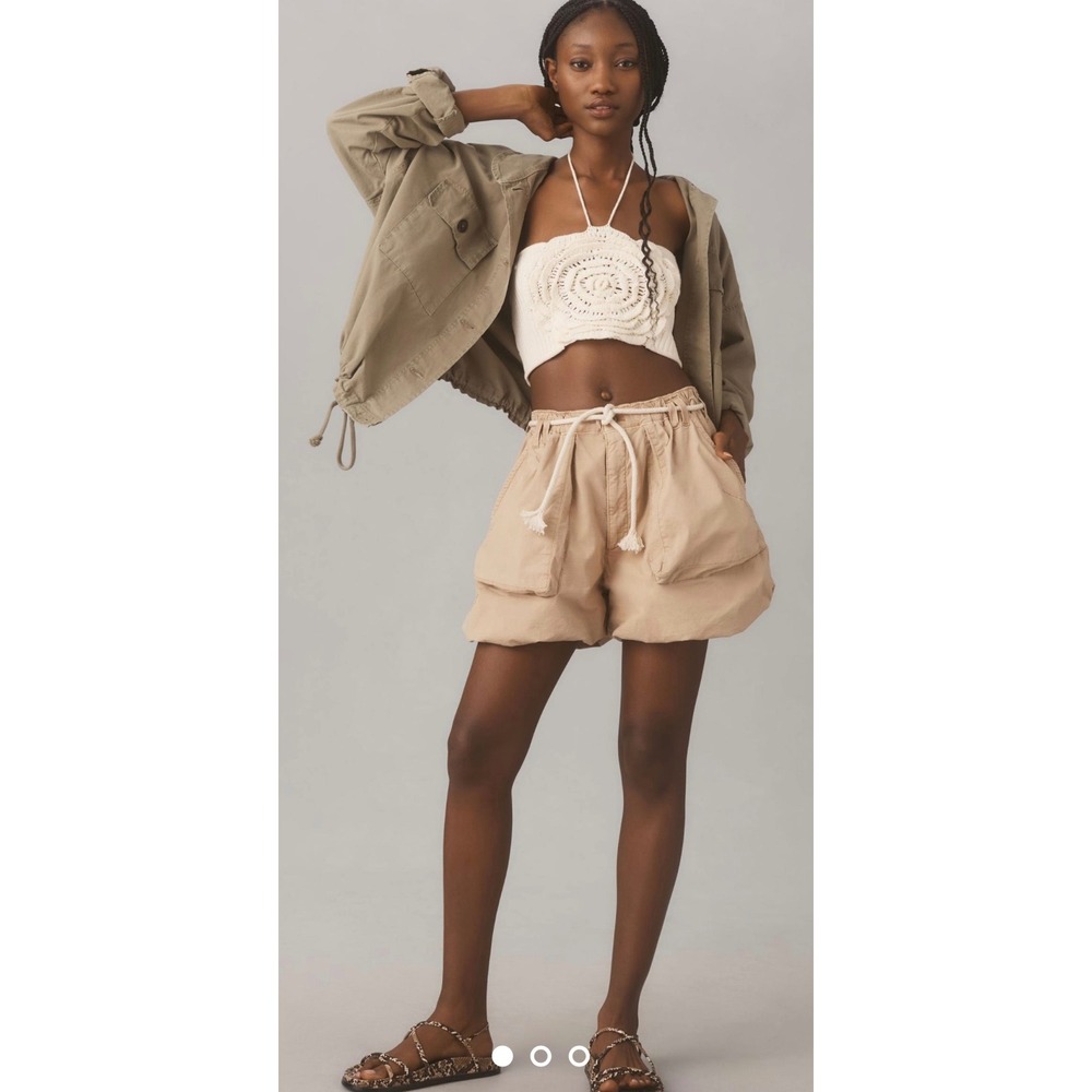 Pilcro Utility Shorts‎ Bubble Hem Anthropologie Tan